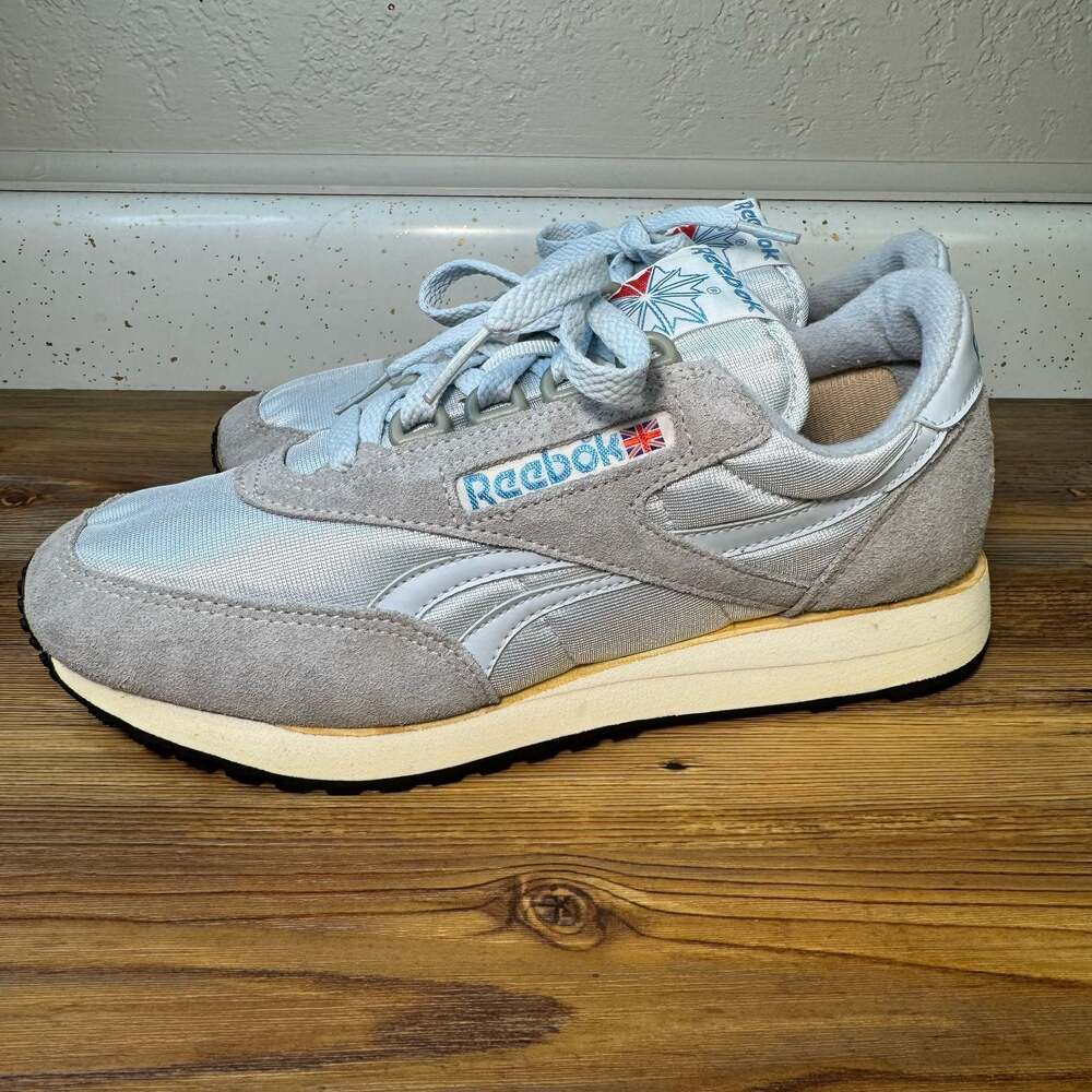Vintage 1980s Reebok Classic Nylon Running Shoes Ice Blue Gray Size 7.5